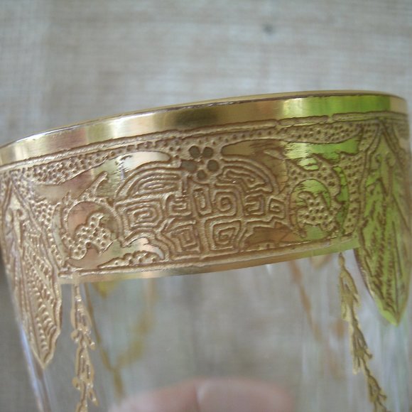 Vintage Tiffin Franciscan Art Nouveau Gold Encrusted Tumbler Set of 2 - Picture 9 of 16